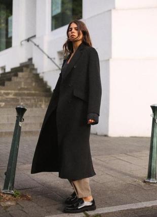 Стильне шерстяне двубортне пальто оверсайз zara 🔥🔥🔥