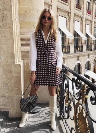 Твидовое платье-жилетка в клетку zara