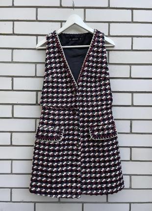 Твидовое платье-жилетка в клетку zara