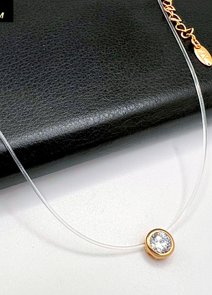 Кулон невидимка на леске, медсплав, медзолото, камушек