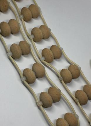 Массажер двухрядный деревянный ленточно-роликовый для спины ног тела 129 см. н80037 фото