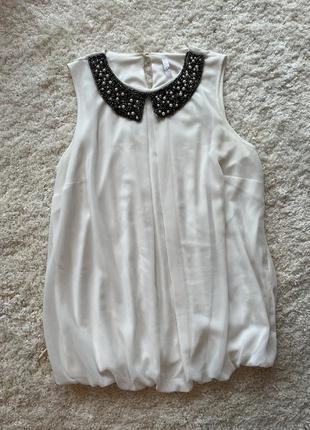 Белая блуза с воротничком