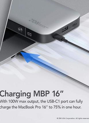 Внешный аккумулятор (павербанк) zmi no. 20 model 25000 mah 210w backup battery 2x type-c + 1x usb type-a2 фото