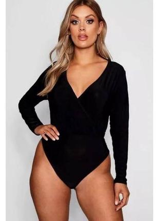 Чёрный боди на запах от prettylittlething