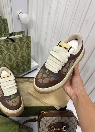 Шкіряні кеди в стилі gucci