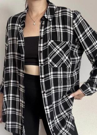 Рубашка в клетку с карманом на груди большой размер george
