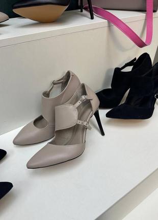 Дизайнерські жіночі туфлі із натуральної шкіри мокко lilian3 фото