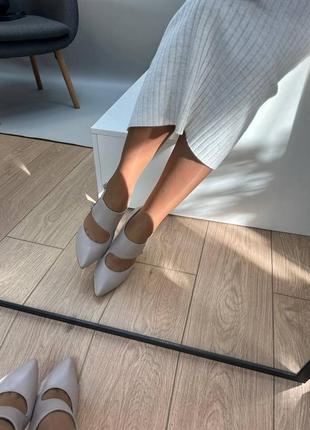Дизайнерські жіночі туфлі із натуральної шкіри мокко lilian7 фото