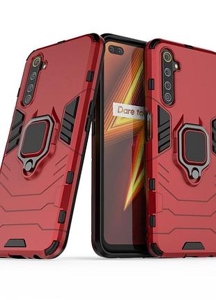 Чохол ring case для realme 6 pro броньований бампер з кільцем червоний