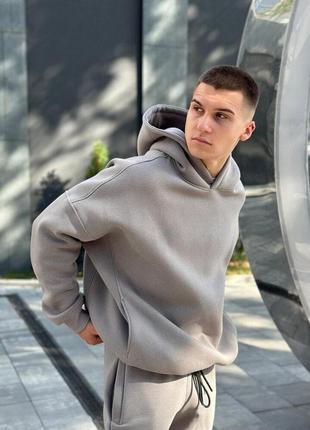 Сірий чоловічий оверсайз худі