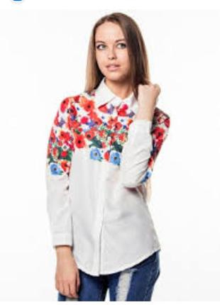 Біла сорочка з квітами6 фото