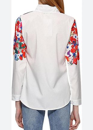 Біла сорочка з квітами4 фото