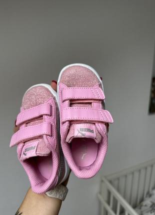 Детские розовые кроссовки puma с блестками