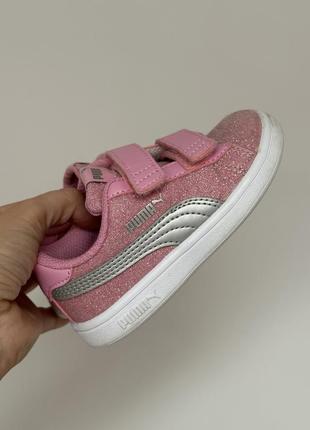 Детские розовые кроссовки puma с блестками