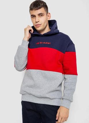 Худи мужской на флисе, цвет сине-красный, 247r019