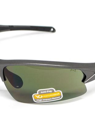Очки защитные открытые venture gear monteagle gunmetal (forest gray) anti-fog, серо-зеленые