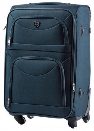 Дешевый чемодан на колесах текстиль зелёный арт.6802/4 green (m) wings польща