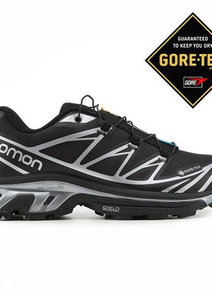 Кроссовки salomon xt-6 gore-tex black grey, мужские кроссовки, саломон