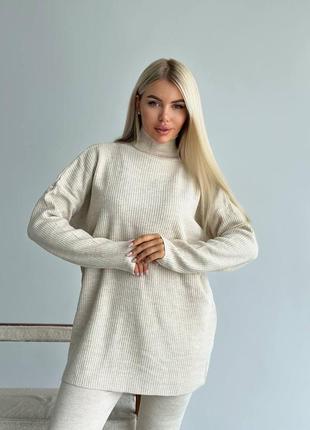 Теплий трикотажний костюм оверсайз сірий, чорний  молоко5 фото