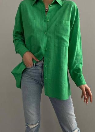 Ідеальна базова сорочка оверсайз льон жатка 💫 new collections 💫4 фото