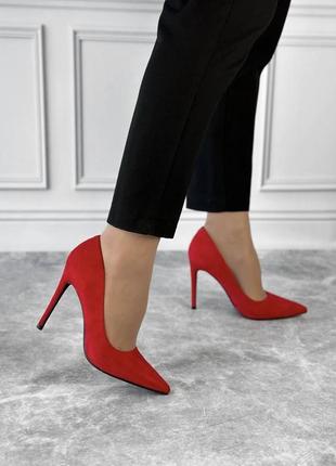 Туфли лодочки красные на каблуке