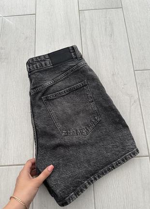 Шорты zara mom fit z1975 7223/024/802 джинсовые серые графит
