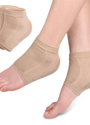 Шкарпетки із силіконовими п'ятами. напівноски для п'ят із зволожуючим ефектом бежеві