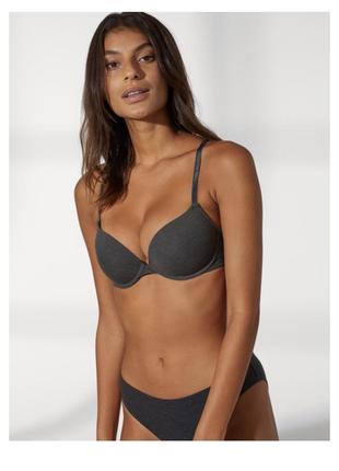 H&m серый бюстик пуш ап из хлопка