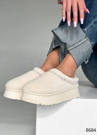 Угги женские vivar светлый беж, текстиль барашек зима