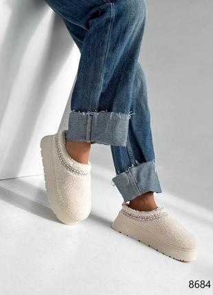 Угги женские vivar светлый беж, текстиль барашек зима