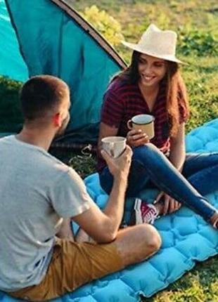 Туристичний надувний каремат (килимок)/самонадувний матрац з подушкою і вбудованим насосом runacc