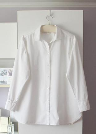 Білосніжна базова бавовняна оверсайз сорочка від h&m