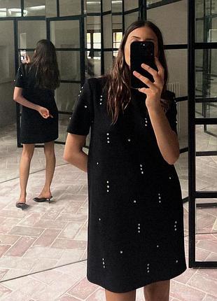 Платье z@ra с украшениями свободного кроя, ткань под замшу❤️