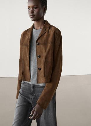 Замшевая короткая куртка-пиджак massimo dutti 4704/814