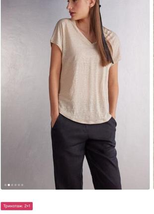 Топ из чистого трикотажного  льна. v-образный вырез. h&m