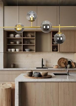 Золотая современная люстра на 6 плафонов (52-9802-6 gd+bk)