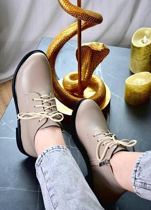 Ботинки женские кожаные кожа бежевые, модные осенние ботинки женские из натуральной кожи осень