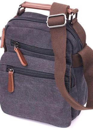 Стильная мужская сумка из плотного текстиля 21225 vintage черная