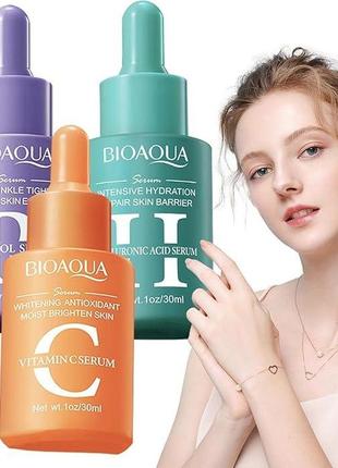 Б'юті бокс з сироваток для обличчя bioaqua serum combination set 3 шт. по 30мл