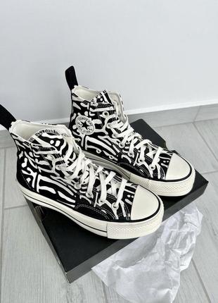 Converse all star lift a03713c кеды кроссовки принт зебра на платформе