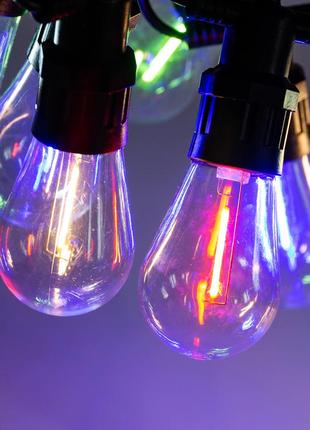 Гірлянда вулична в стилі ретро світлодіодна мультиколор s14 на 10 led ламп довжиною 5 метрів