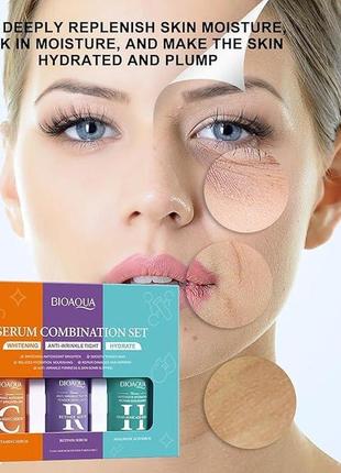 Б'юті бокс з сироваток для обличчя bioaqua serum combination set 3 шт. по 30мл