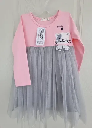 Платье для девочки 86 -110 см розовое с длинным рукав breeze