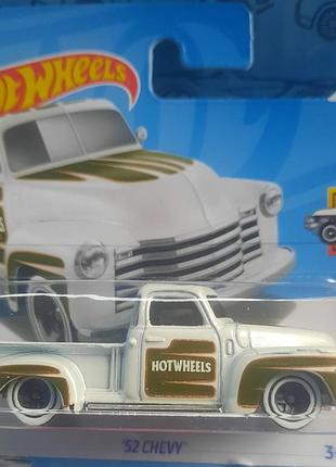 Hot wheels 2024 hot trucks '52 chevy 8/10 139/250 htc36 чеві пікап ретро машинки базові колекційні хот вілс