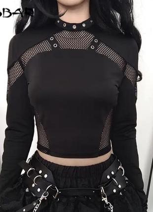 Кроп топ кофта сетка y2k dollskill лонгслив