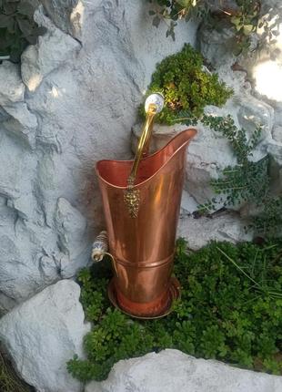 Зольник  антик с маскарунами и фарфоровыми ручками ,из бронзы и  латуни.отлично для зонтов