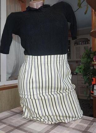 Юбка-карандаш нежно-салатовая в полоску