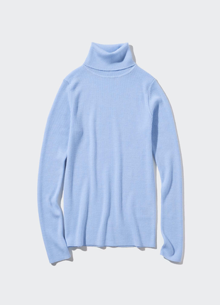 Светр водолазка в рубчик 100% меринос uniqlo