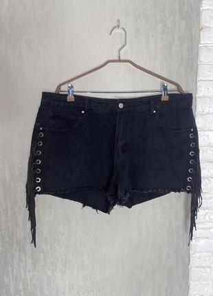 Джинсовые шорты с бахромой denim co, xxxl 54р