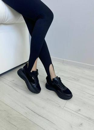 Кроссовки натуральная кожа с замшей черные8 фото